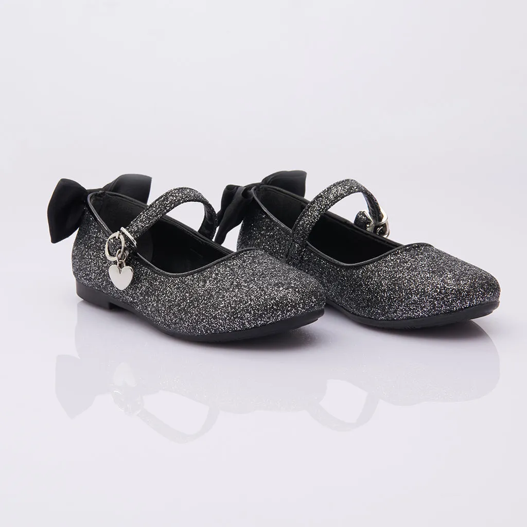Black Glitter Bow Flats Dxl Casual Shoes