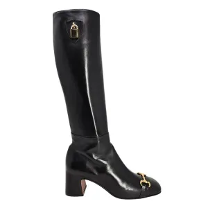 Black Tall Lock Boot Wide Calf Platform Boots