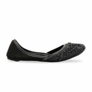 Fold Up Flat Shoes Black Women Fancy Khusa EC8547