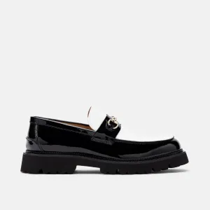 Loafers And Trousers Blake Black/White Patent Leather Lug Bit Loafers