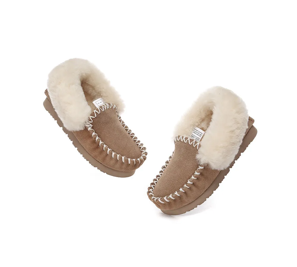 Cow Boot Slippers UGG Kids Loafers Sheepskin Wool Ankle Slippers Popo Moccasin