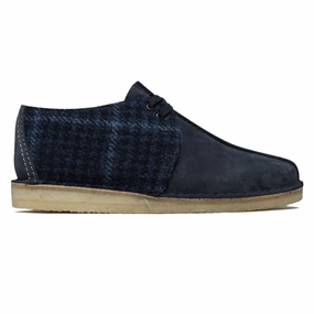 Clarks Desert Trek Shoes - Navy Tweed Flat Sole Shoes Formal