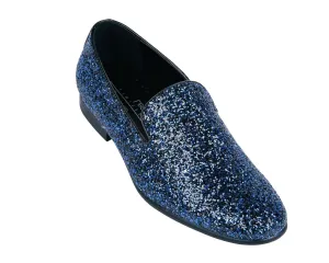 Fuzzy Bootie Slippers Blue Sparkle Slip On Men's  Shoes