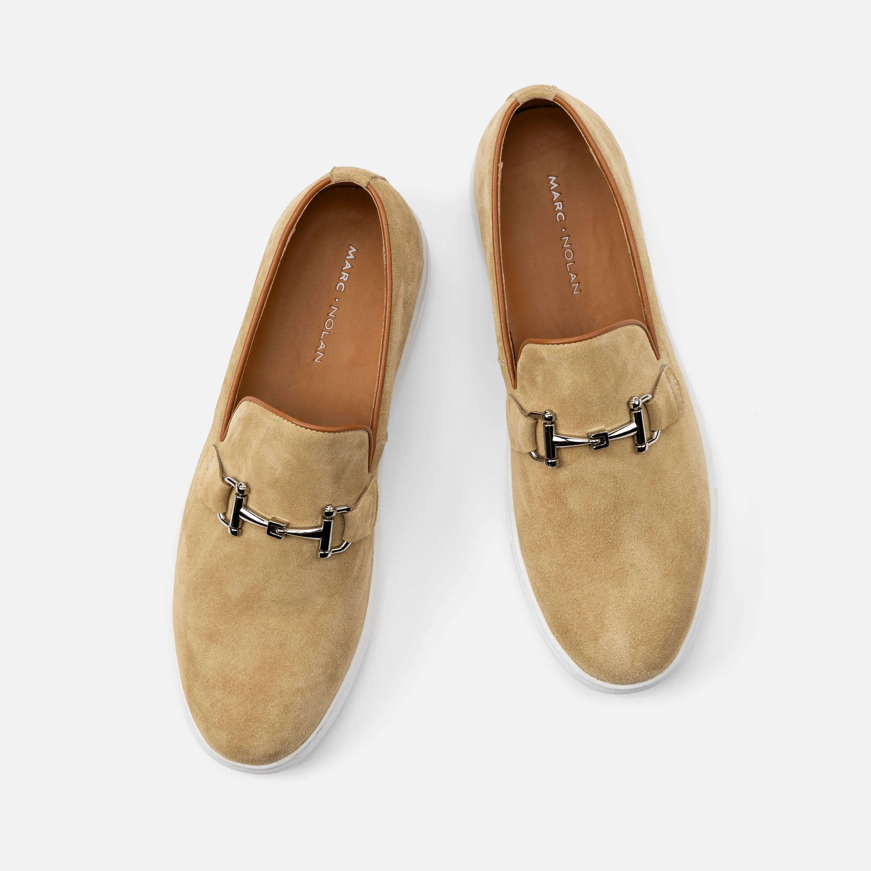 Boardwalk Sahara Suede Horse-Bit Sneakers Sockless Loafers