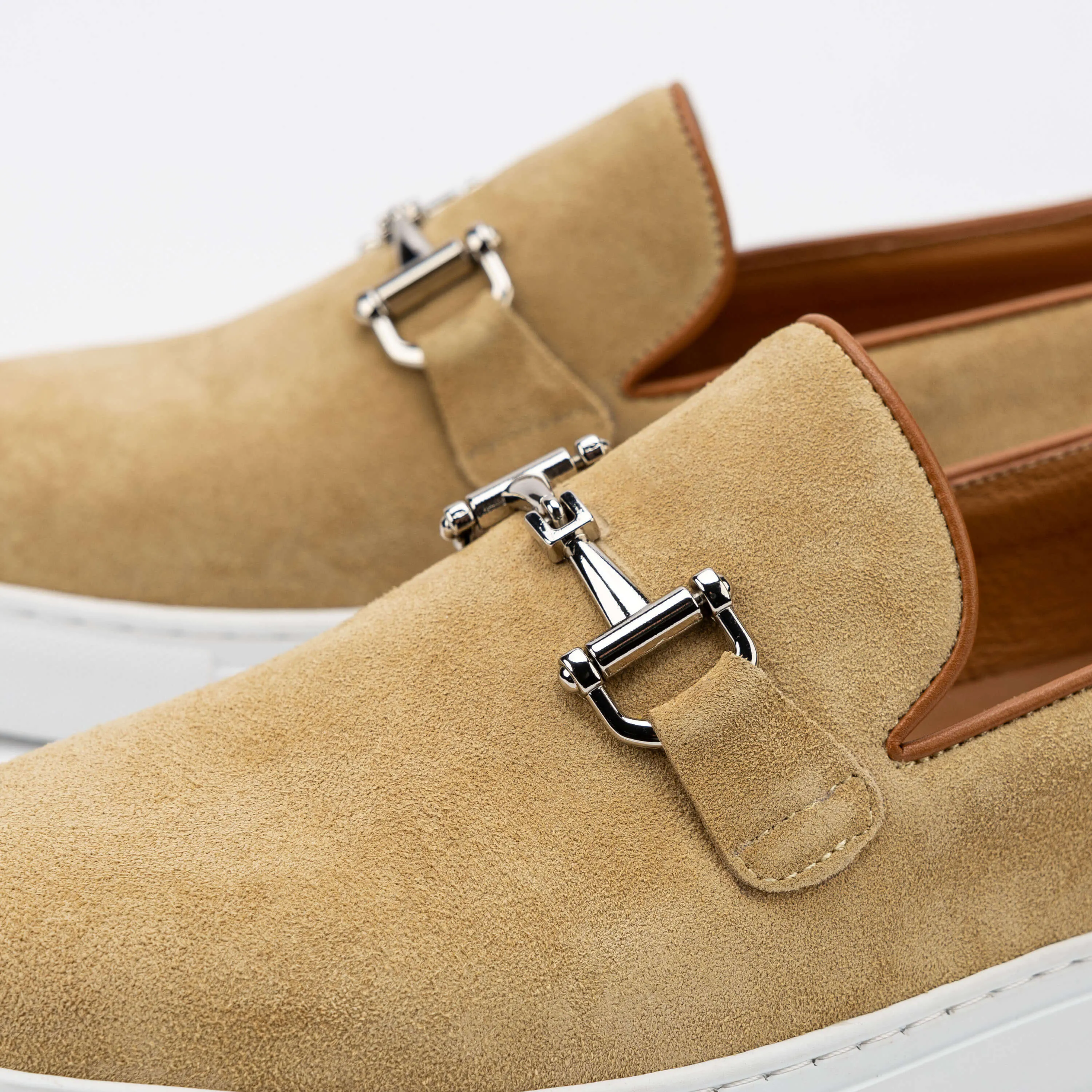 London Loafers Boardwalk Sahara Suede Horse-Bit Sneakers