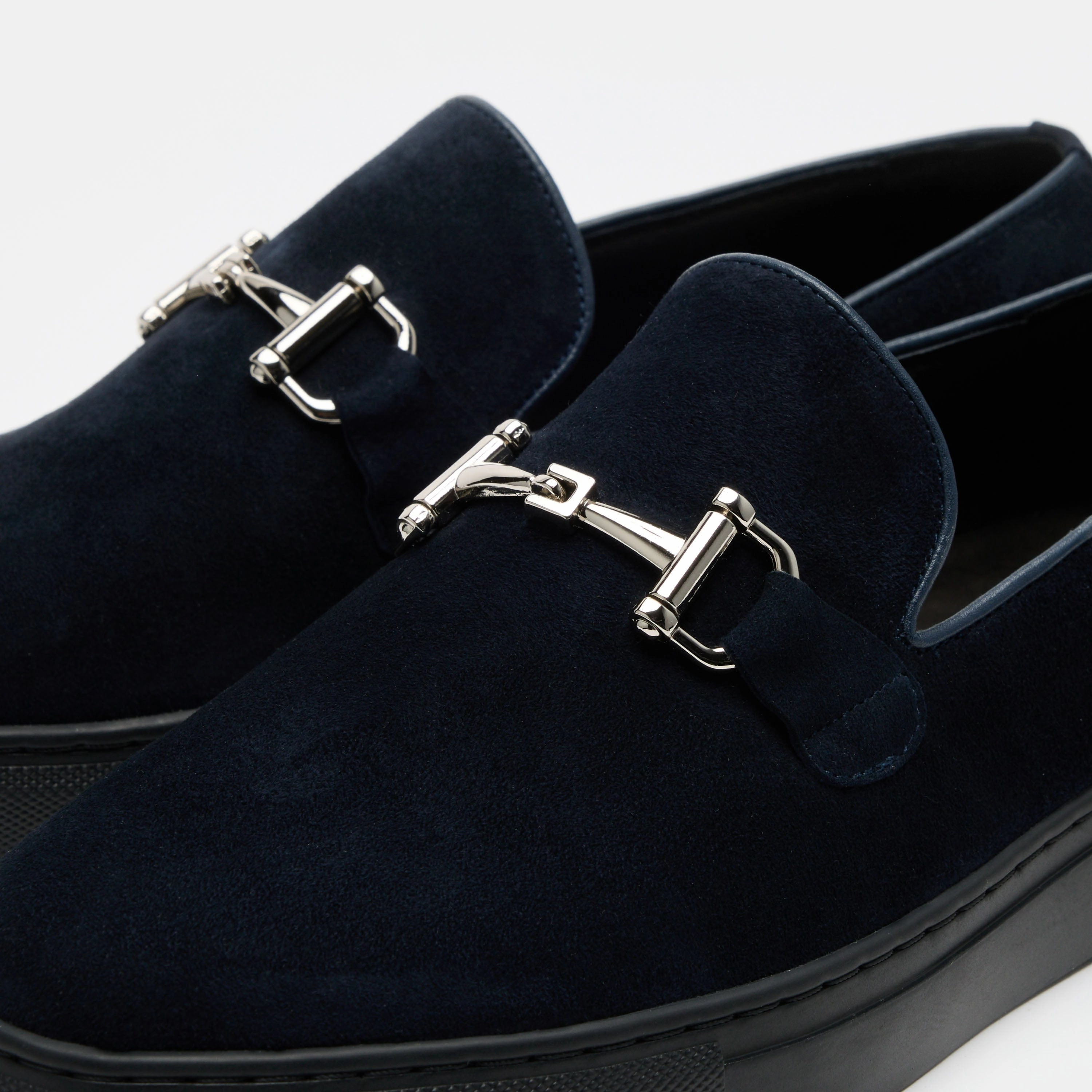 Boardwalk Navy Suede Horse-Bit Sneakers High Dress Shoes