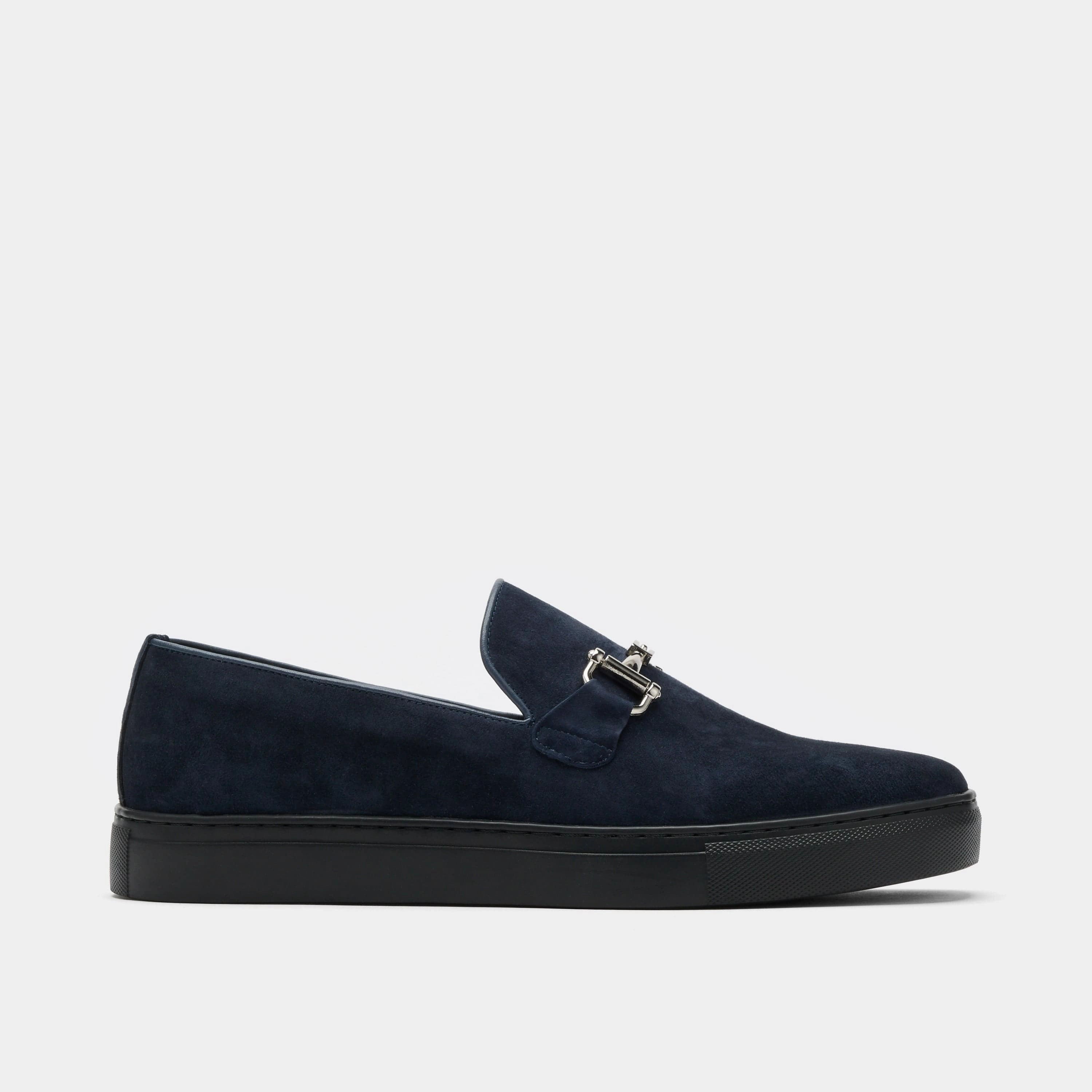 Boardwalk Navy Suede Horse-Bit Sneakers Polish Dress Shoes