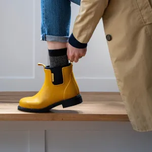 Bobbi Wellington Boot - Mustard Yellow and Black Black Hiking Boots