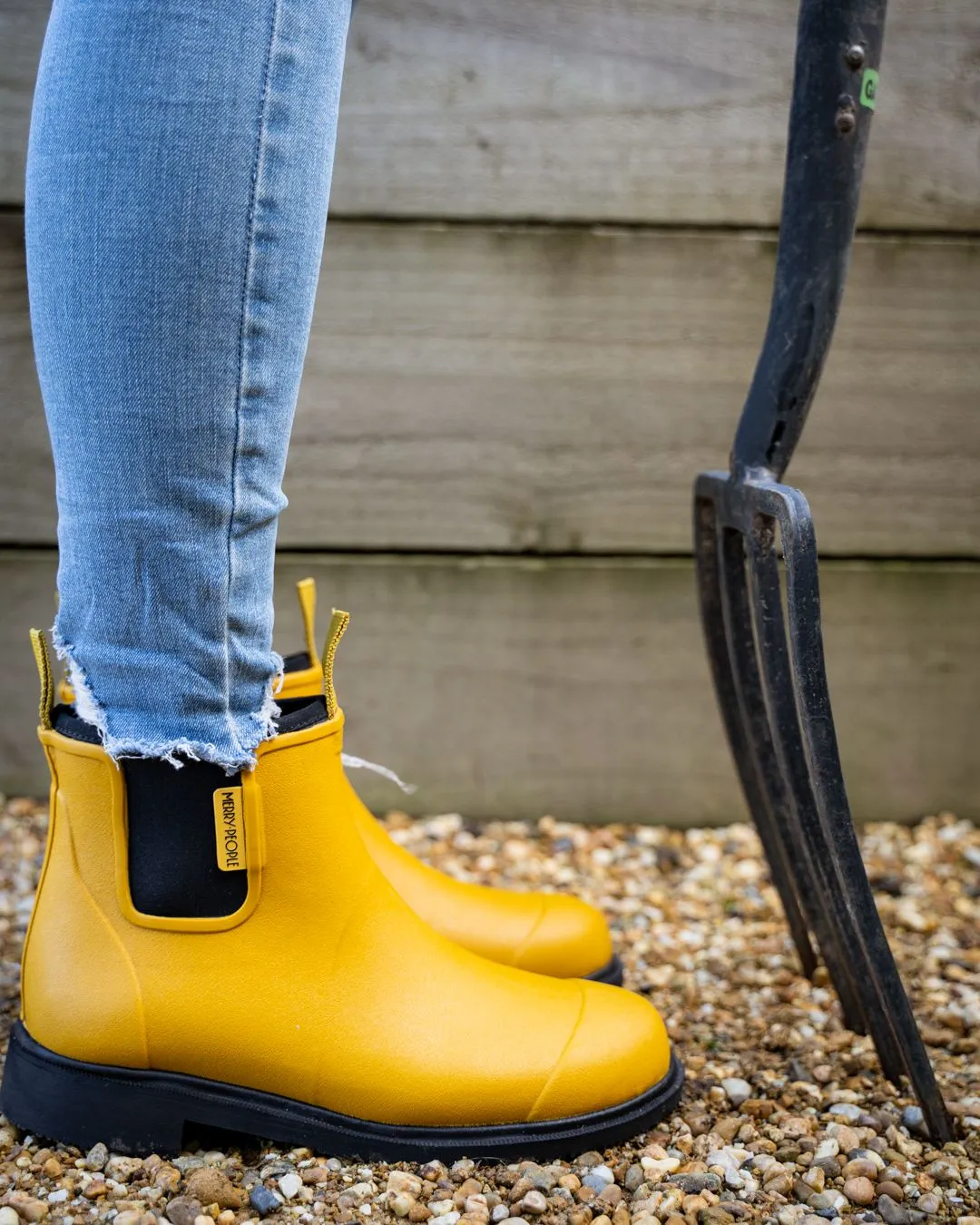 Bobbi Wellington Boot - Mustard Yellow and Black Hiking Boots For Sale