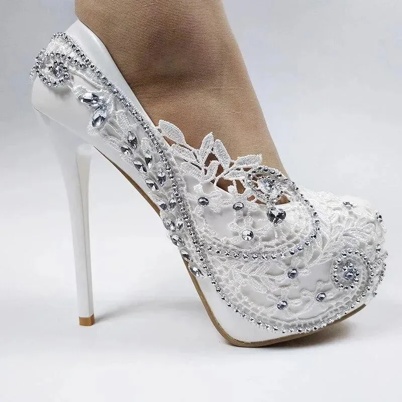 Louboutin High Heels Crystal Floral Wedding Pumps Shoes