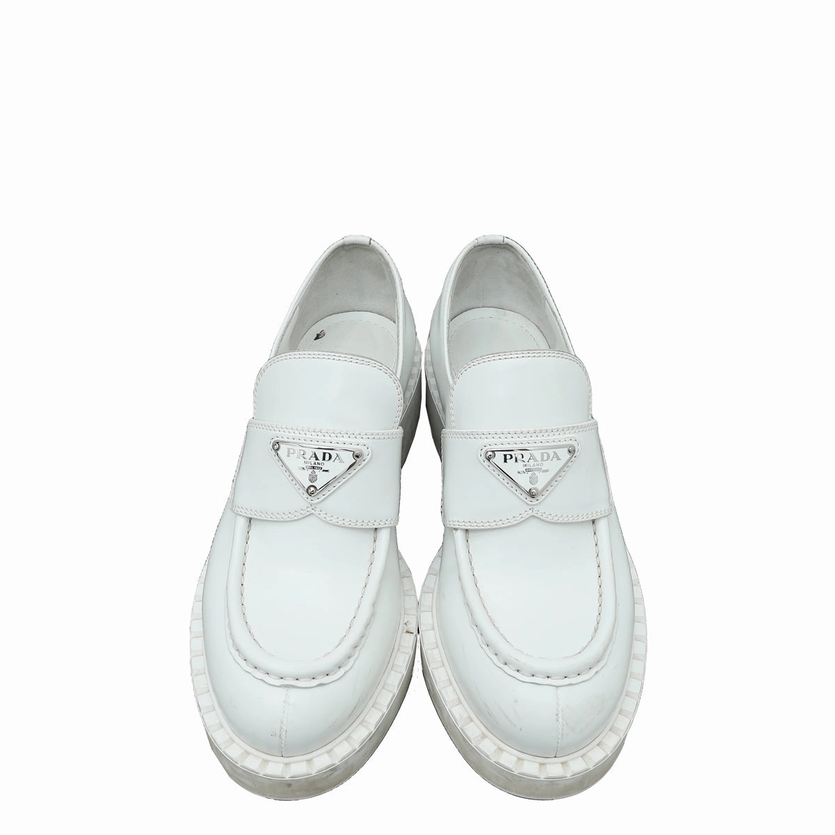 Prada White Brushed Loafers 36 Thursday Boots Loafers Review