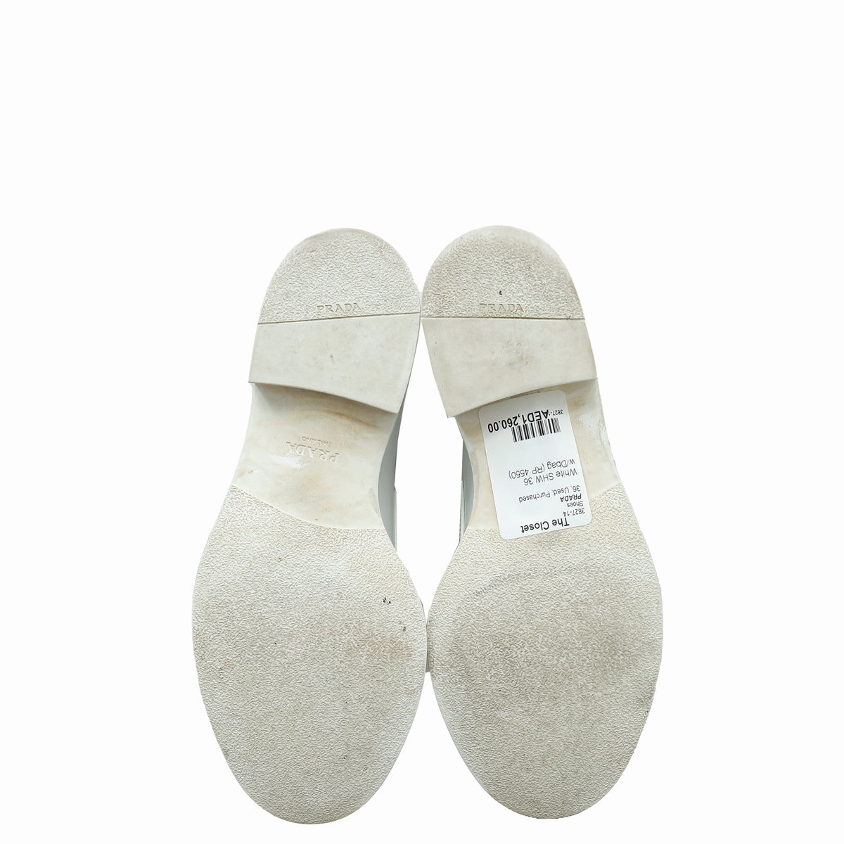 Prada White Brushed Loafers 36 Leather Tan Loafers