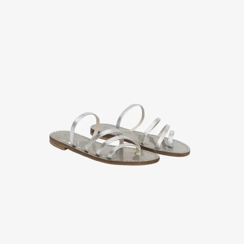 ISSIMO X Mario d'Ischia Silver Sandals Leather Wedge Sandals