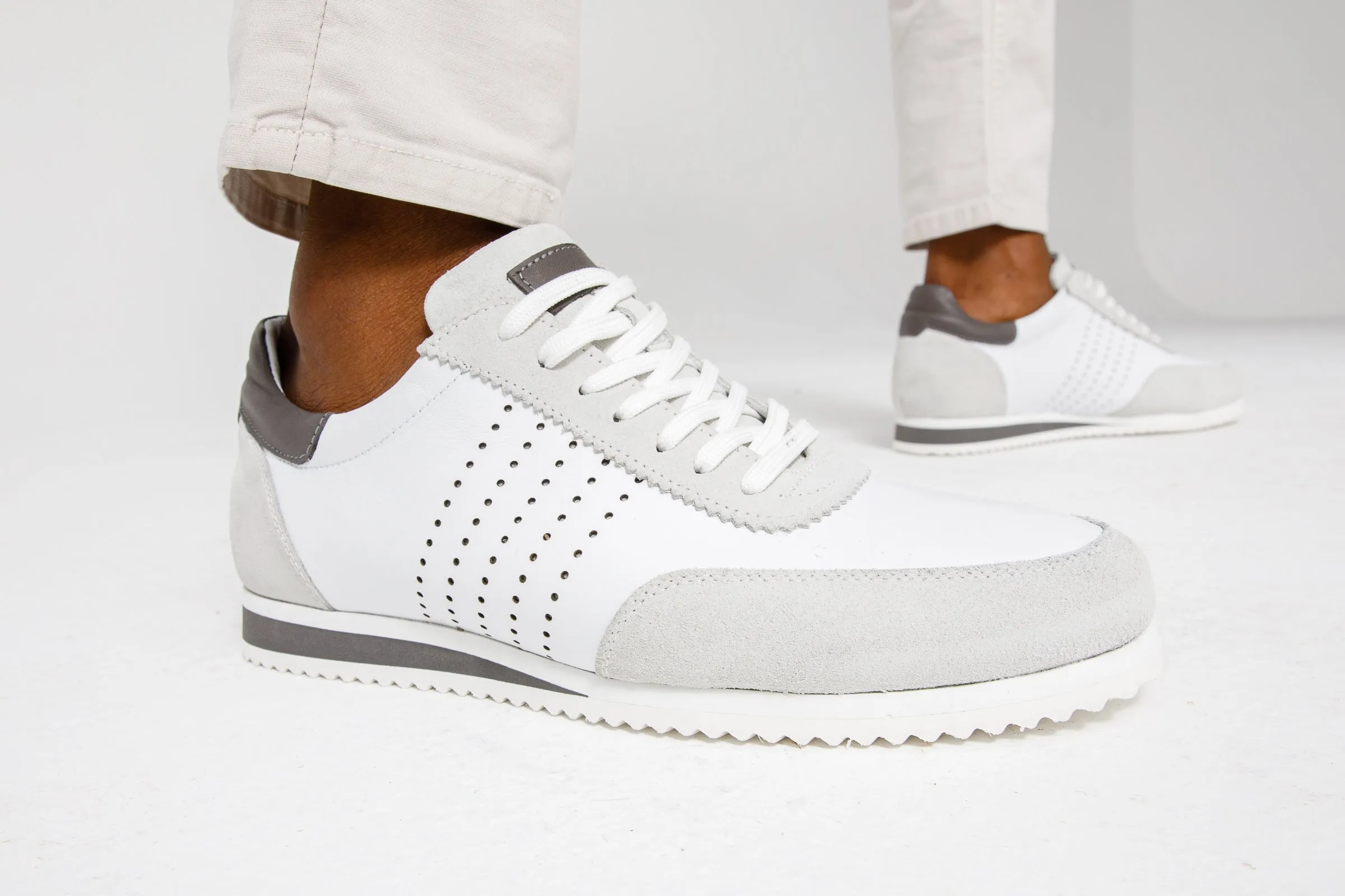 Wide Width Slip On Sneakers The Rotello White Leather Men Sneaker Final Sale!