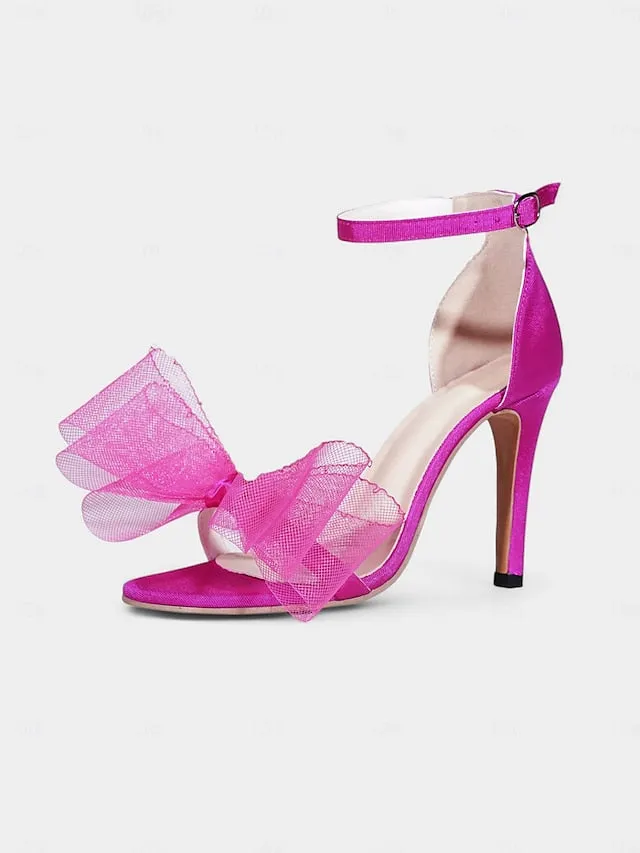Bow High Sandals Pink Stiletto Women's Hot Heel Elegant -