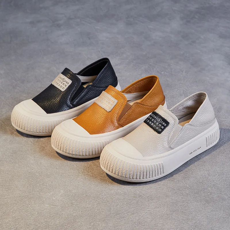 Women Minimalist Leather Thick Soled Flat Casual Shoes Special Occasion Flat Shoes