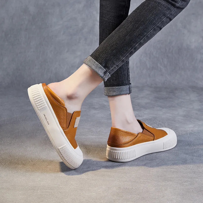 Best Shoes For Flat Feet And Pronation Women Minimalist Leather Thick Soled Flat Casual Shoes