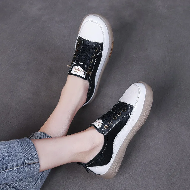 Women's Fashion Leather Soft Flat Casual Shoes Wide Fit Flat Mary Jane Shoes