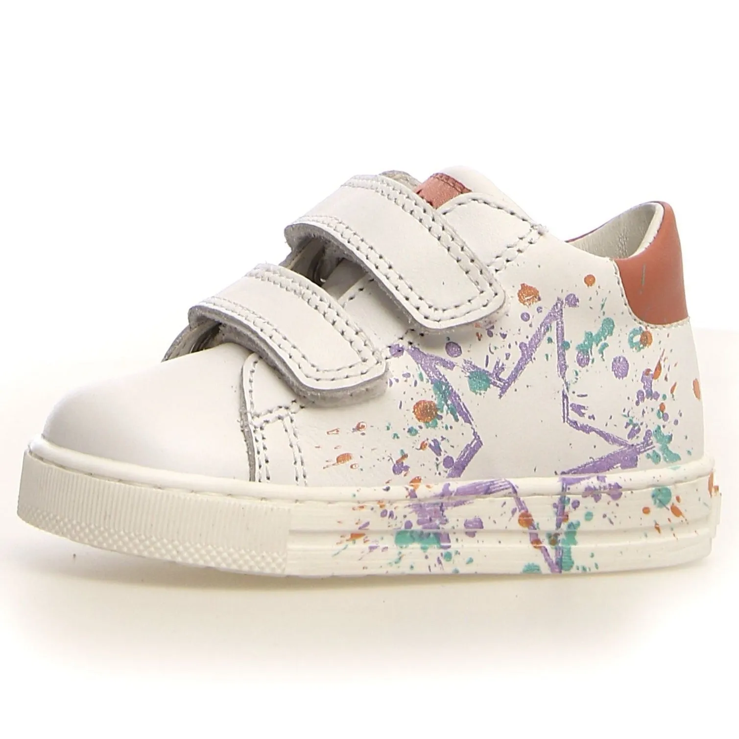 Stretch Sneakers Falcotto Girl's Lacus 2 VL Sneakers - White/Peach