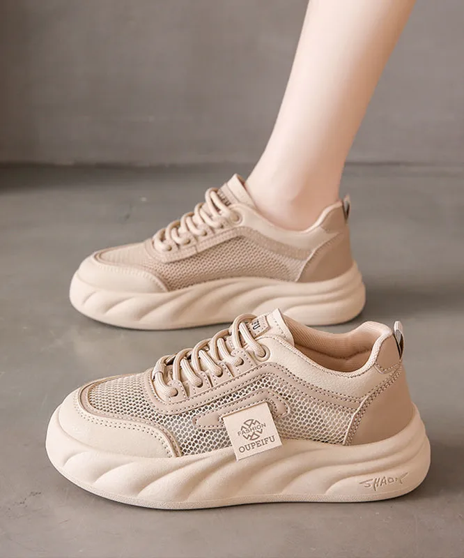 Breathable Mesh Lace Up Splicing Black Flat Shoes For Women KJ069 Best Cushioned Running Shoes For Flat Feet