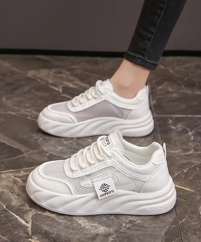 Soccer Shoes Flats Breathable Mesh Lace Up Splicing Black Flat Shoes For Women KJ069