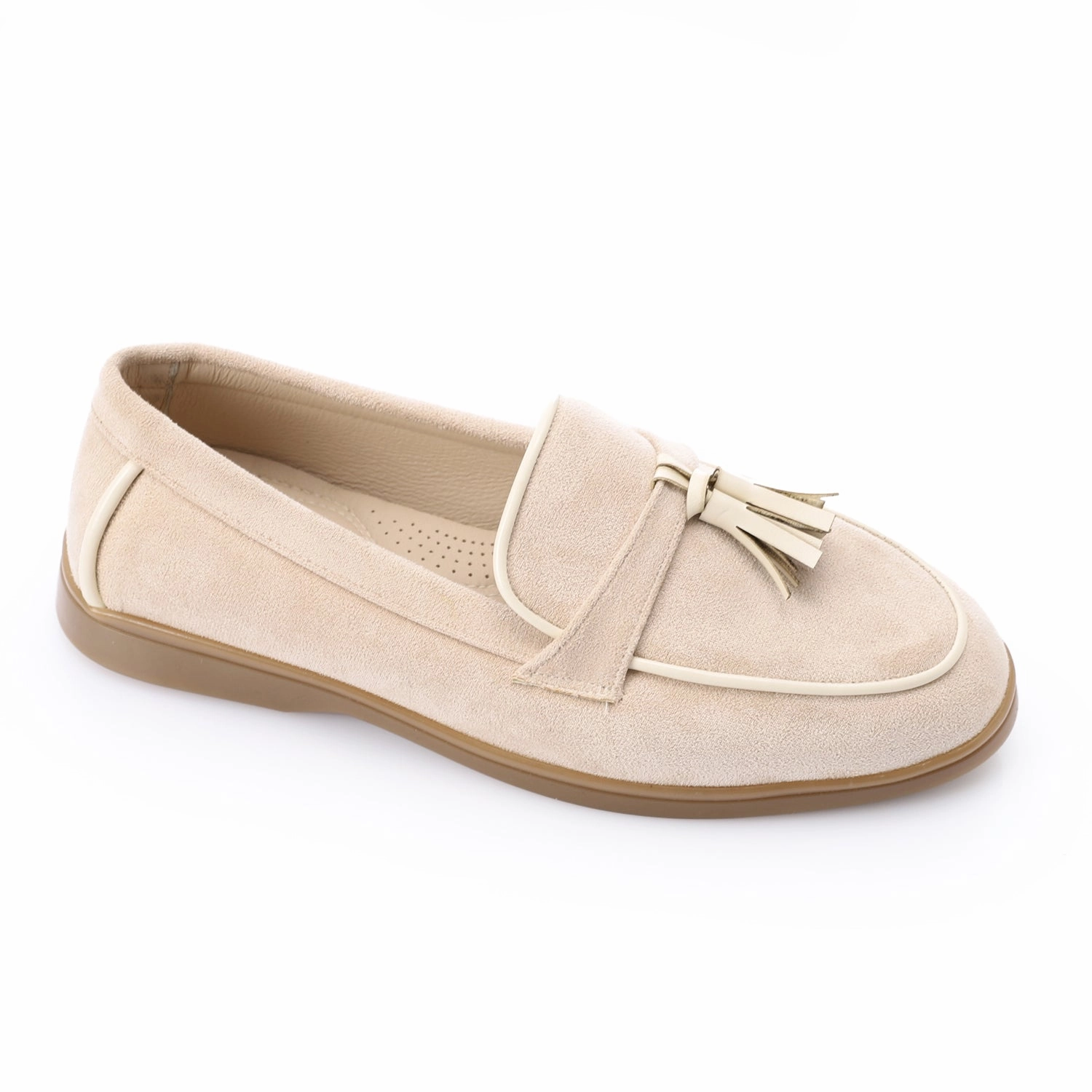 Tassel loafers in  beige suede leather Italian Leather Loafers