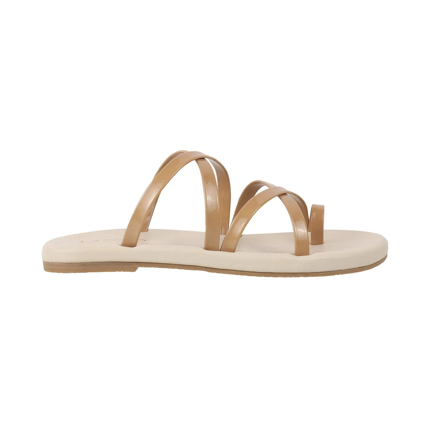 Lazera Women's Glossy Strap Sliders  Lightweight Daily Use Flats for All-Day Comfort(1486) Feet Hurt When Wearing Flat Shoes