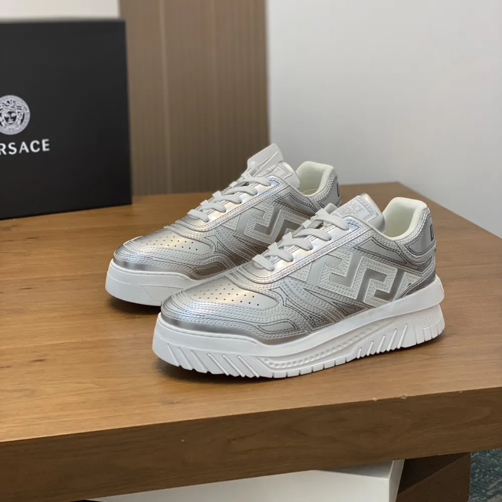 Metallic Greca Odissea Sneakers Silver Designer Sneakers for Men Temu Sneakers