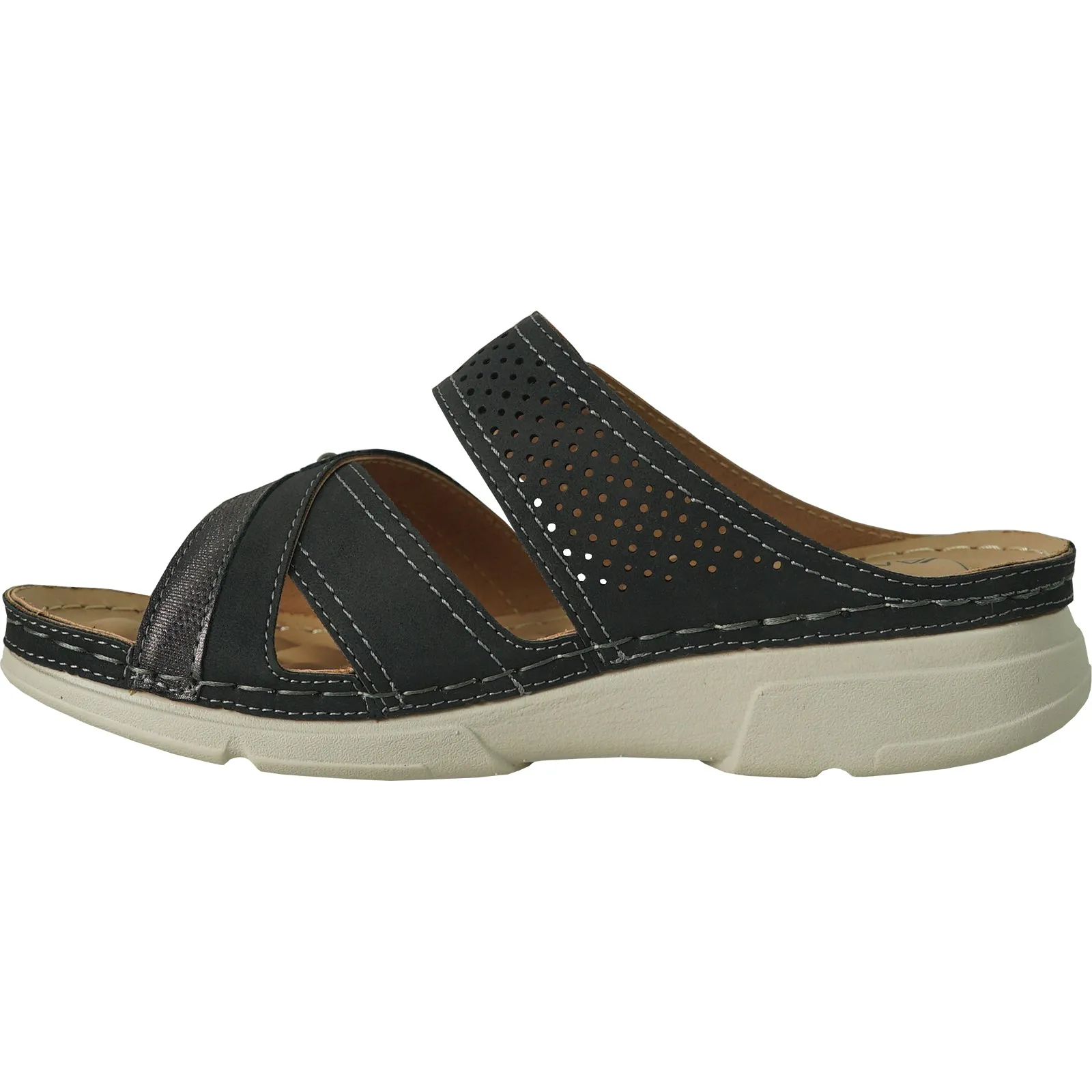 VANGELO Women Sandal CATHY-2 Wedge Sandal Black Powerstep Sandals