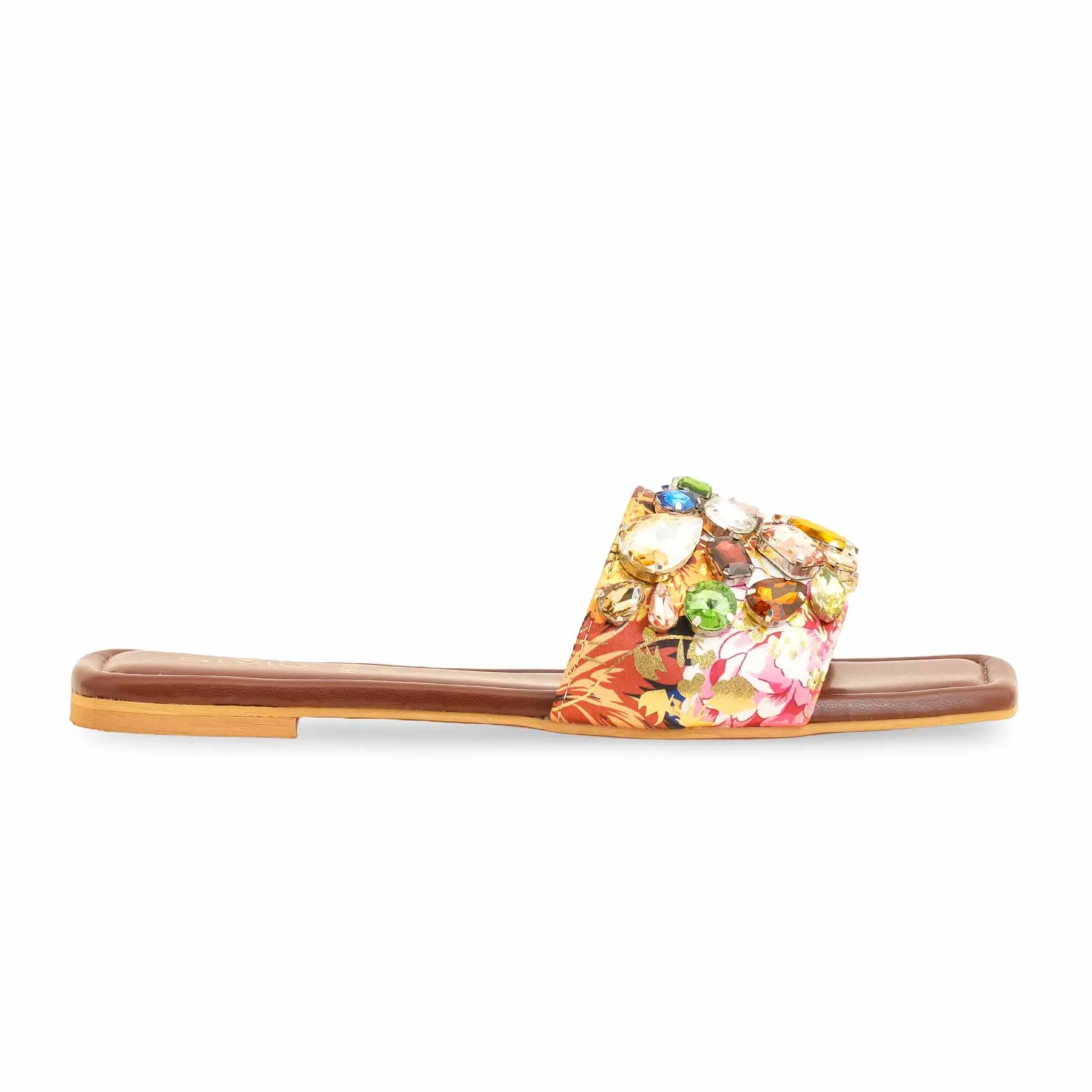 Brown Fancy Women Slipper FN7939 City Flats Shoes