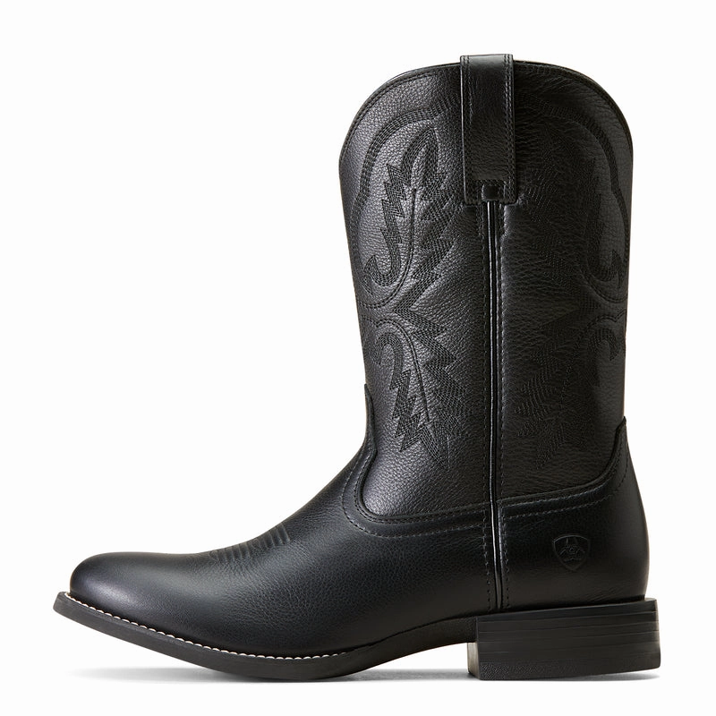 'Ariat' Men's 10" Sport Stratten Western Round Toe - Black Deertan Fetlock Boots