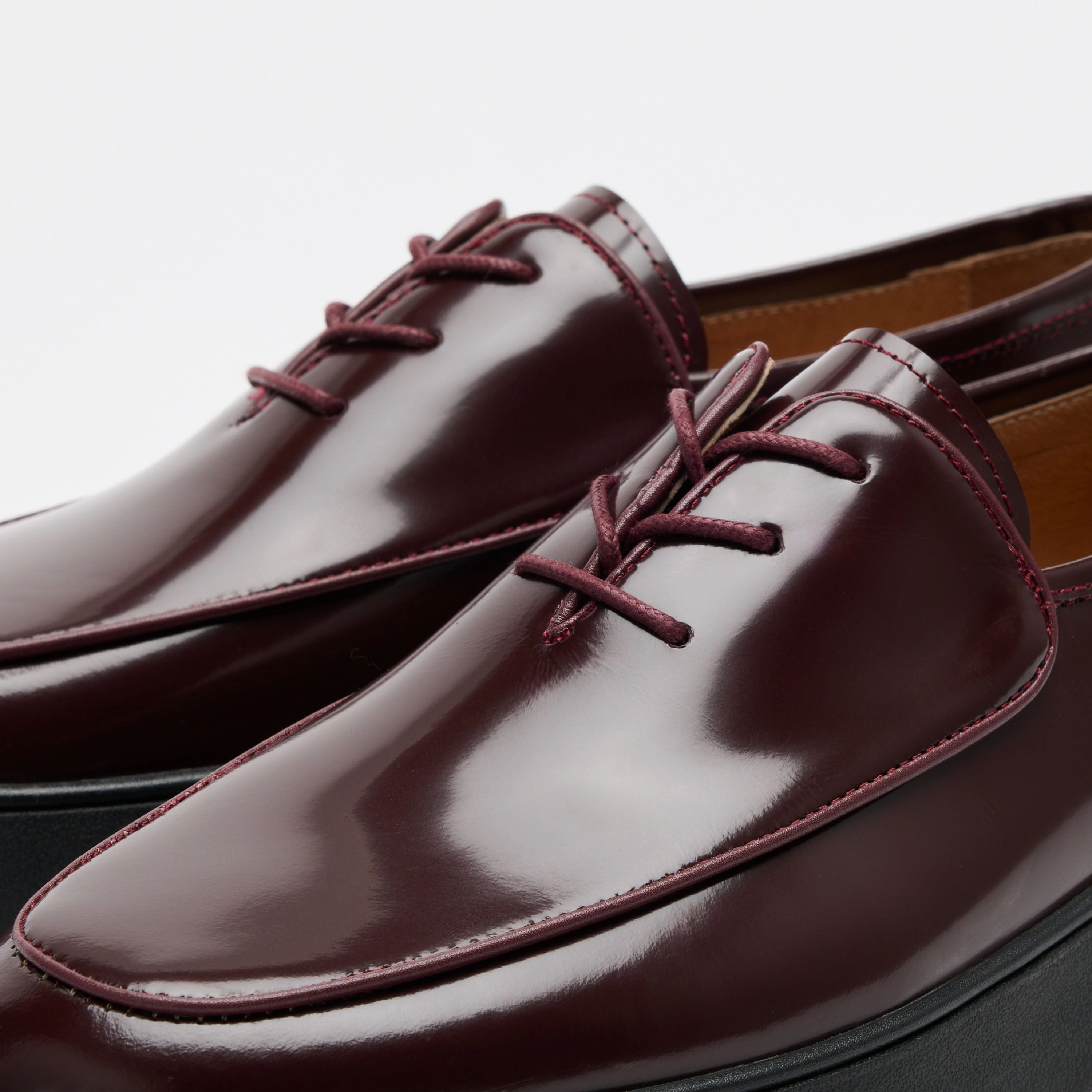 Barefoot Style Dress Shoes Cannes Burgundy Patent Leather Lace-Up Sneakers