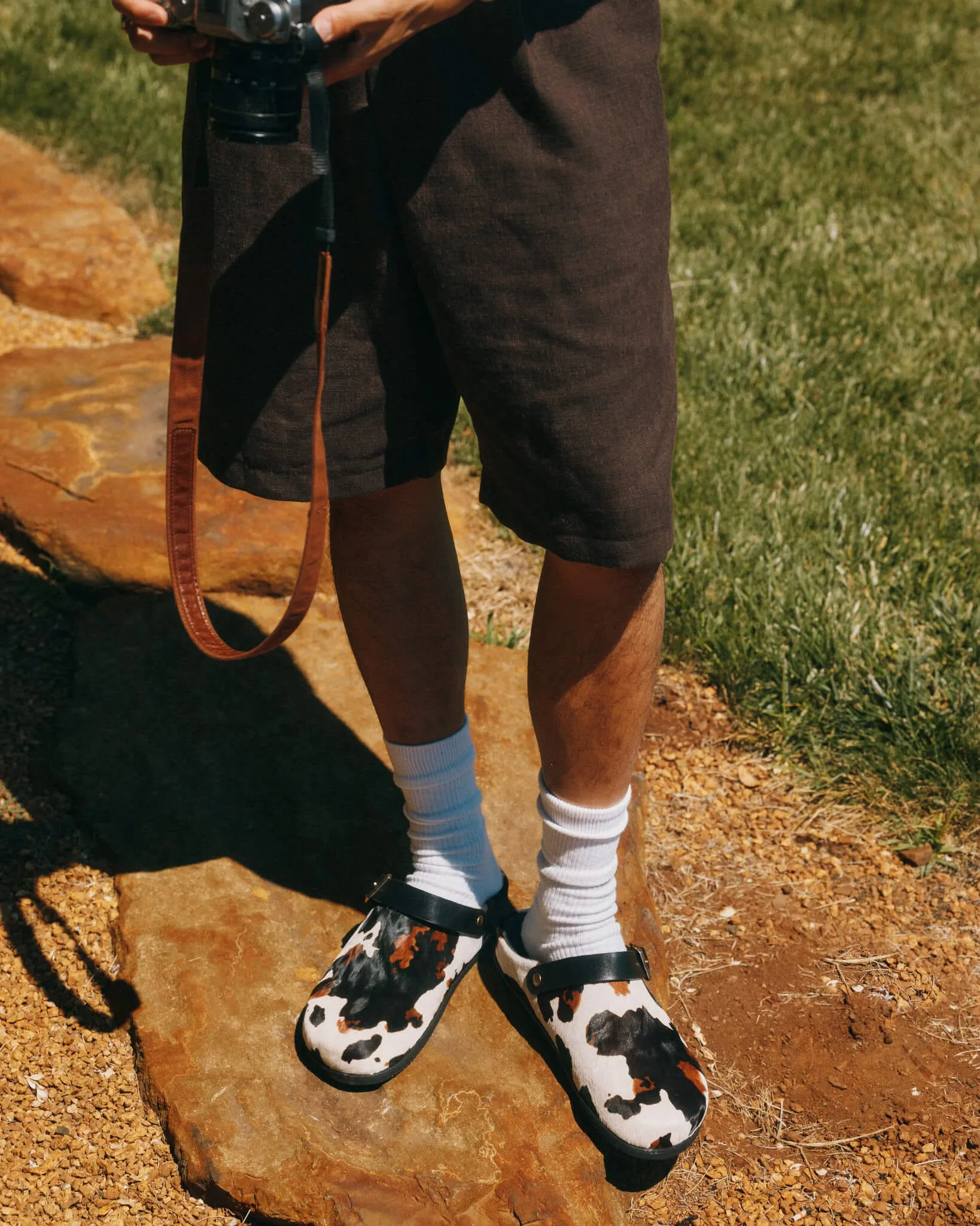 Solana Cow Print Backstrap Clogs 90s Penny Loafers