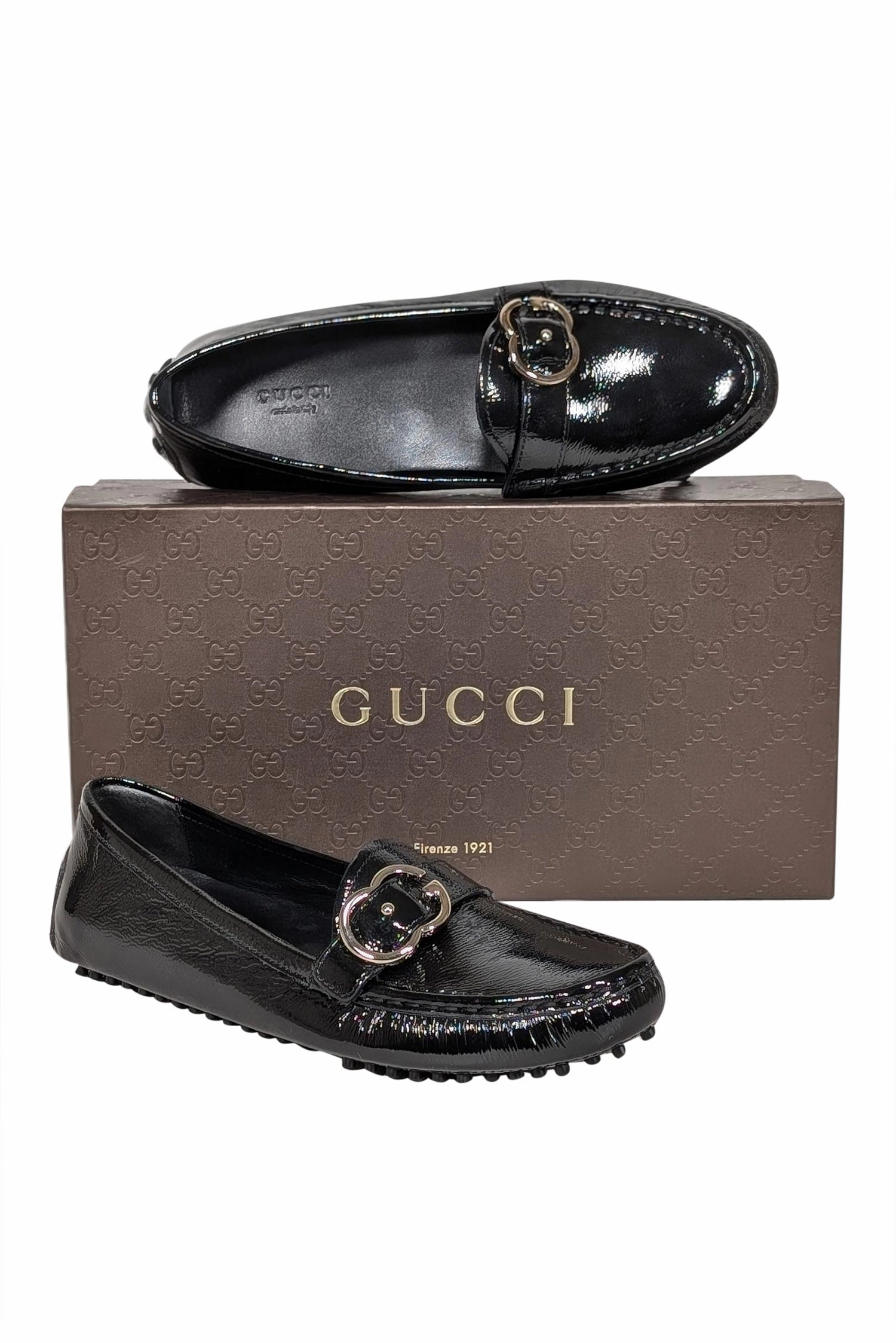 Derby Loafers Gucci - Black Patent Leather Loafers Sz 8