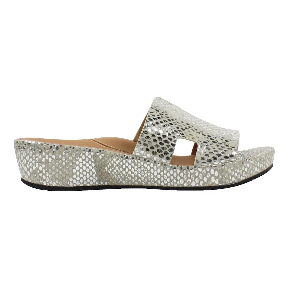 Catiana Slip on Sandal - Silver Gold Snake Print Ron White Sandals