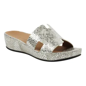 Birkenstock Sandals Rubber Catiana Slip on Sandal - Silver Gold Snake Print