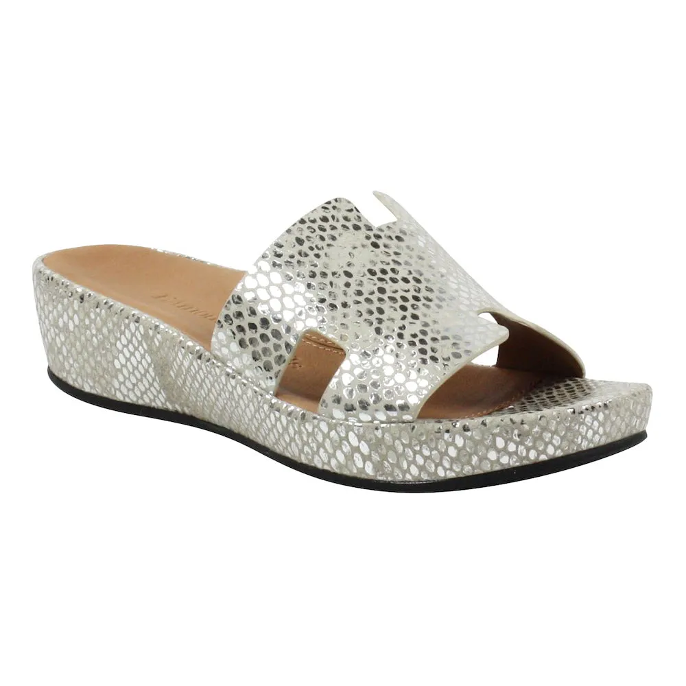 Family Friendly Sandals Resorts Catiana Slip on Sandal - Silver Gold Snake Print