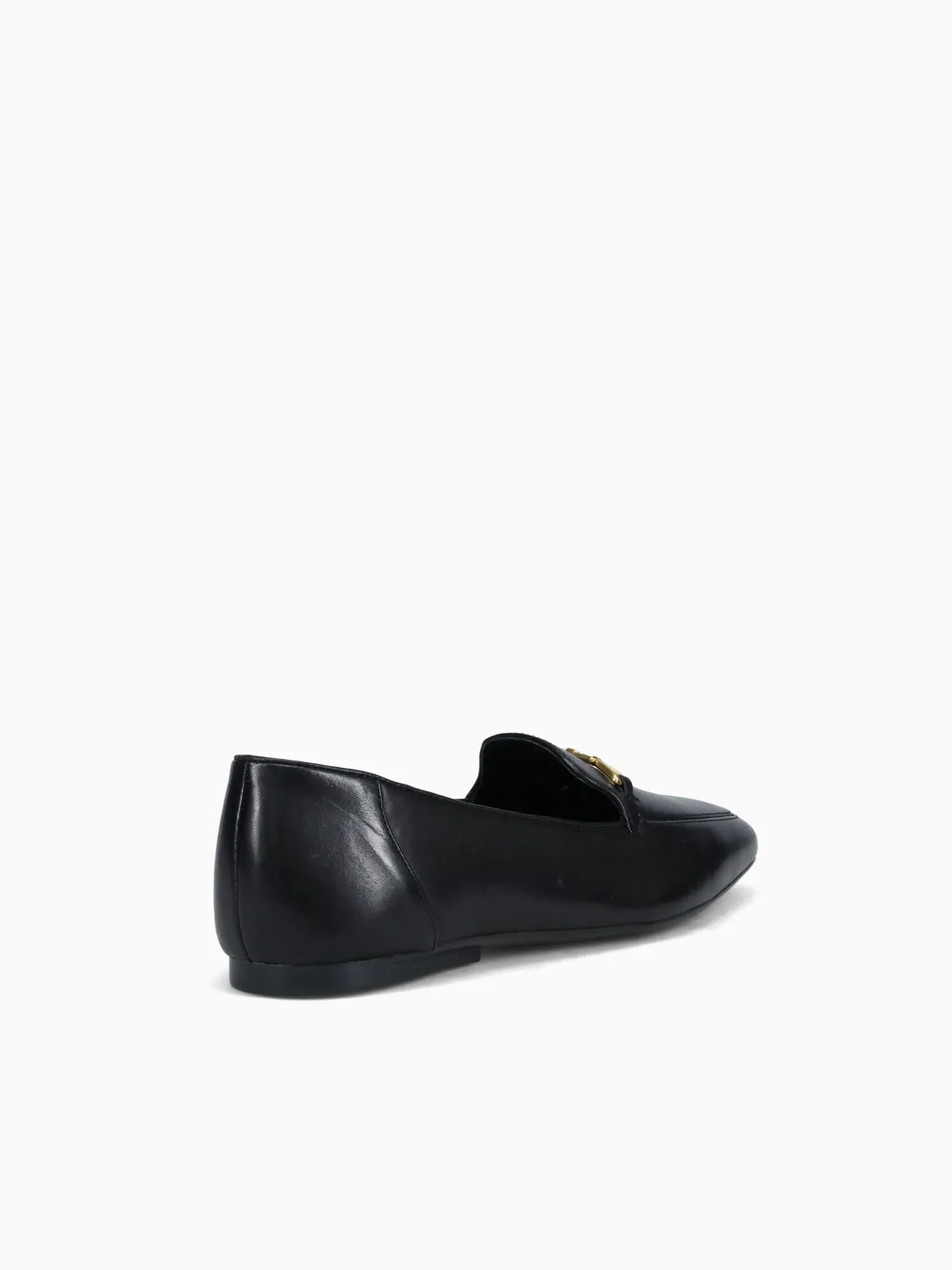 Cecilia Black Leather Cherry Wood Loafers