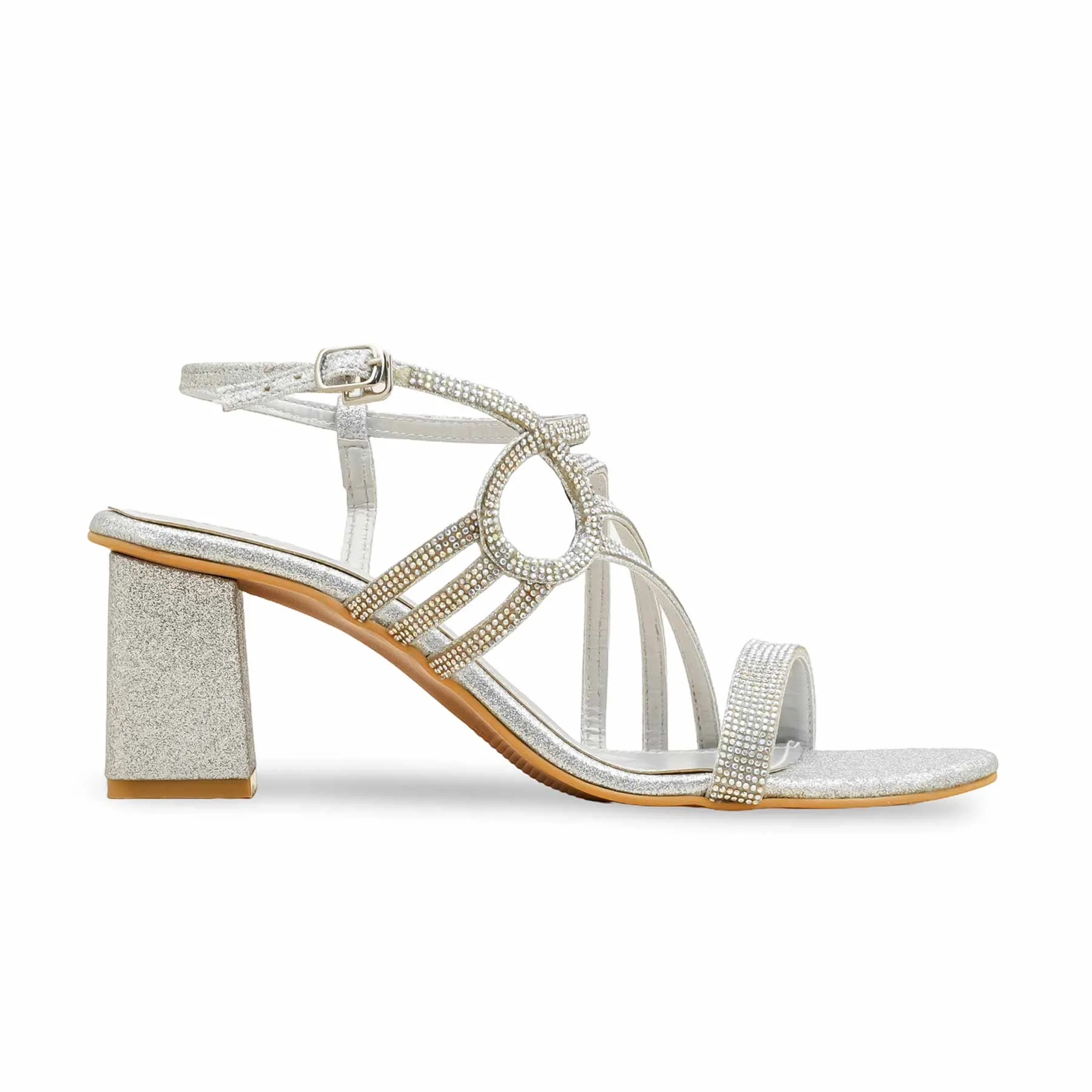 Boobs And Heels Silver Fancy Sandal For Women FN6180