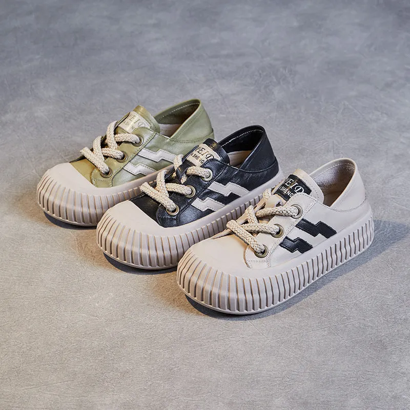 Best Walking Running Shoes For Flat Feet Women Soft Leather Thick Soled Flat Casual Shoes