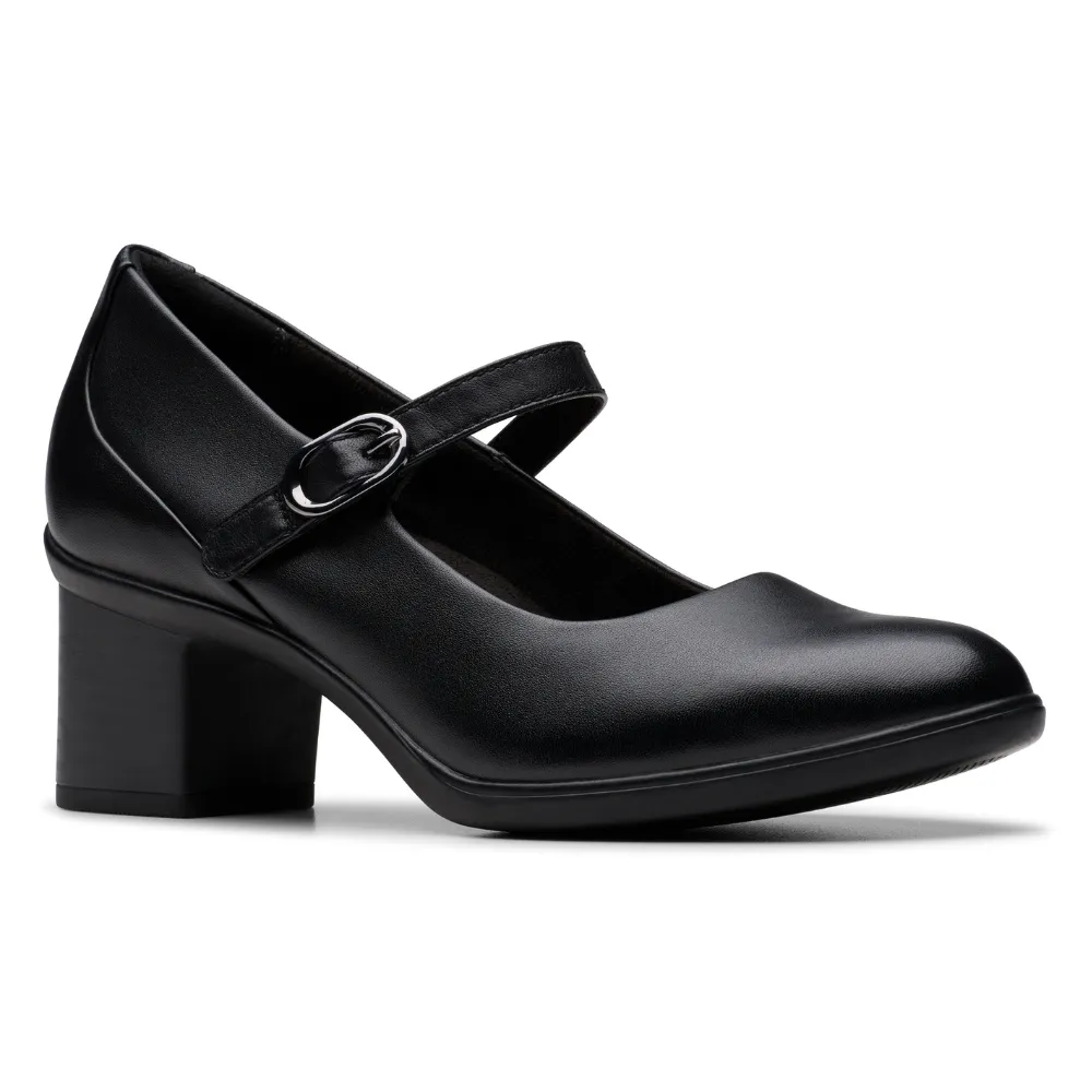 Birdies Dress Shoes Clarks Shaya Jane Black Leather Heel (Women's)