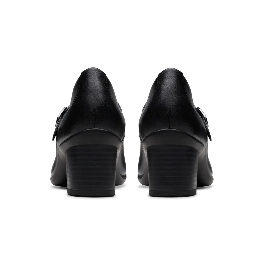 Clarks Shaya Jane Black Leather Heel (Women's) Dress Shorts And Shoes