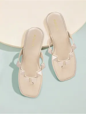 Rocia By Regal Beige Women Square Toe Embellished Wedges Wears High Heels Wears Sneakers