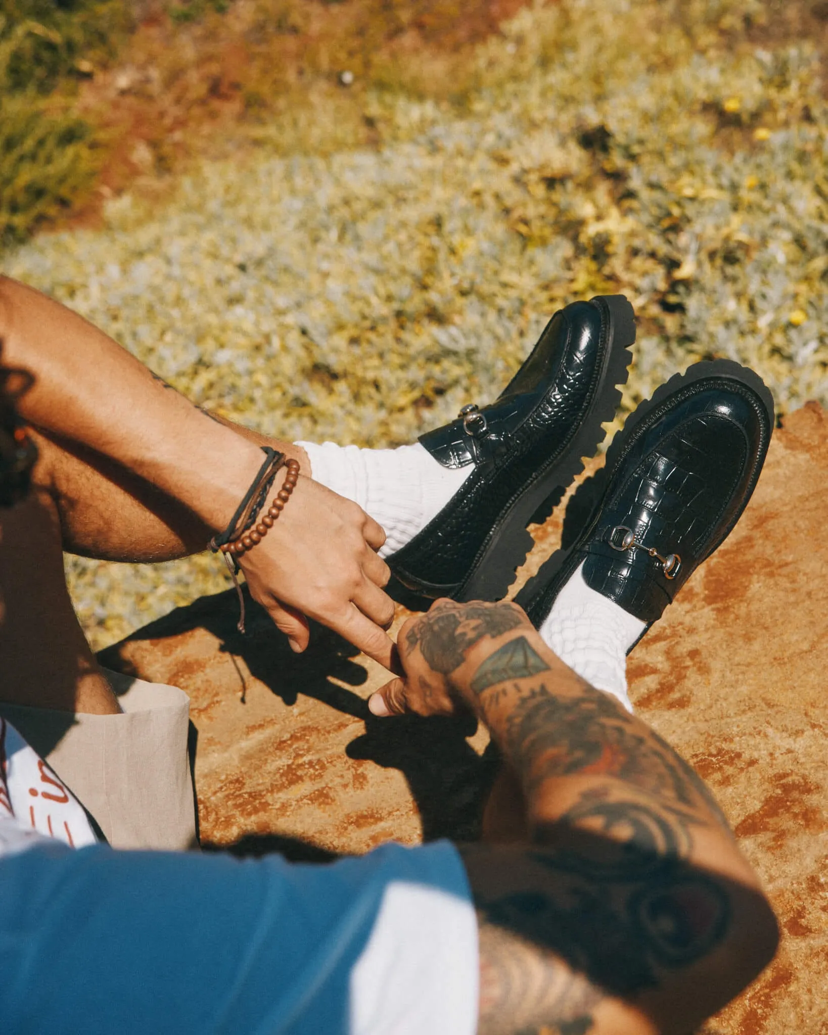 Affordable Designer-inspired Loafers Blake Black Croc Leather Lug Bit Loafers