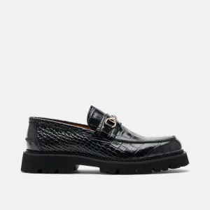 Blake Black Croc Leather Lug Bit Loafers Penny Loafers Sale