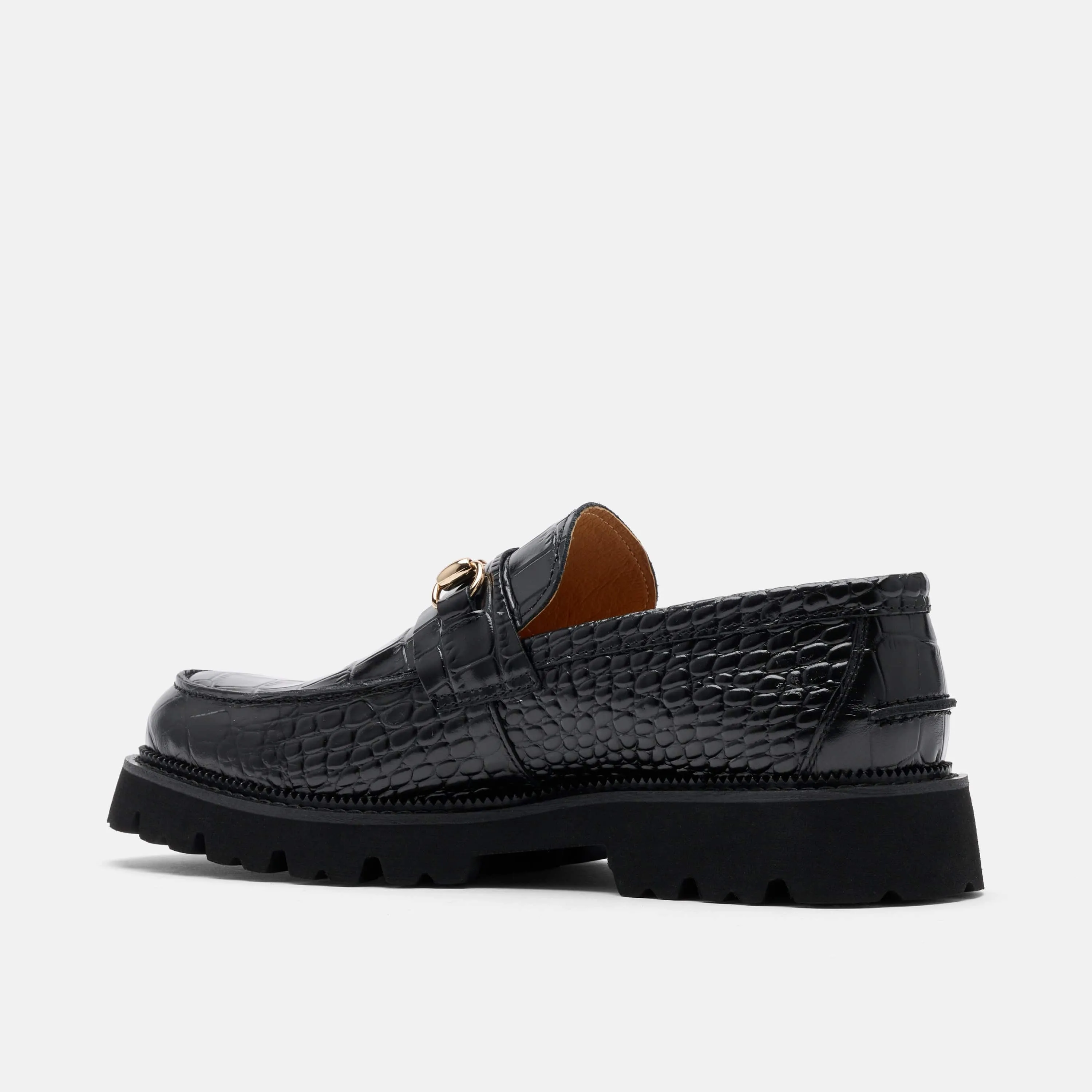 Blake Black Croc Leather Lug Bit Loafers Last Resort Ab Loafers