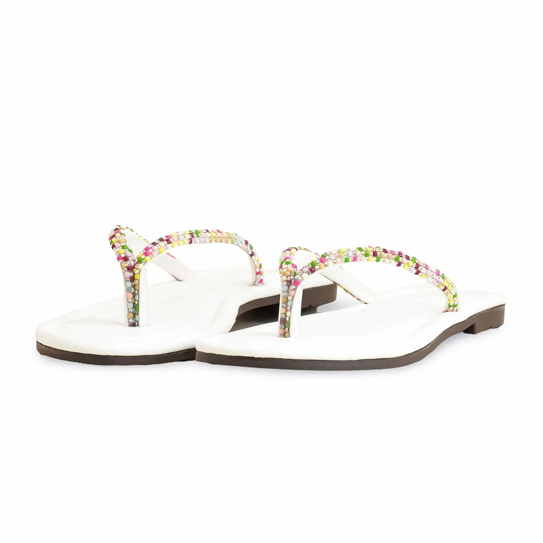 Flat White Shoes White Casual Chappal For Women CL2030