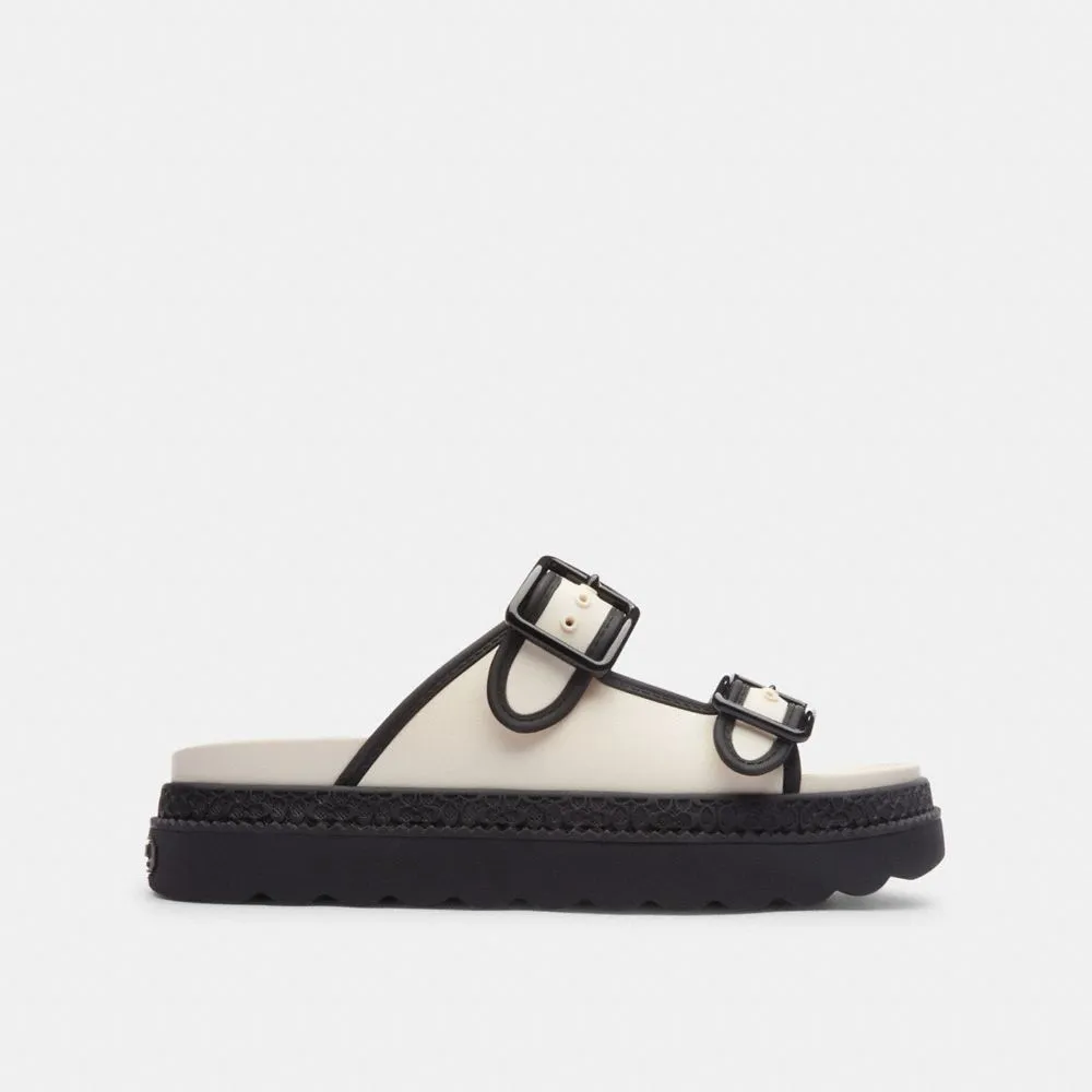 Mid Heel Sandals Coach Lainey Sandal Chalk & Black