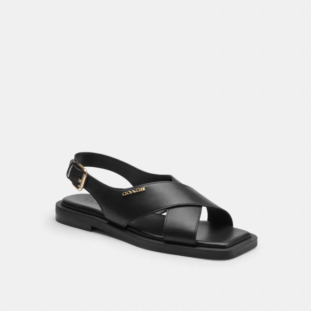 Coach Link Criss Cross Sandal Black Stiletto Sandals