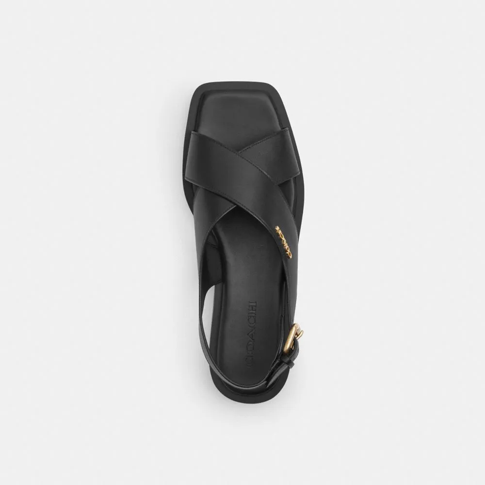 Coach Link Criss Cross Sandal Black Strap Up Sandals